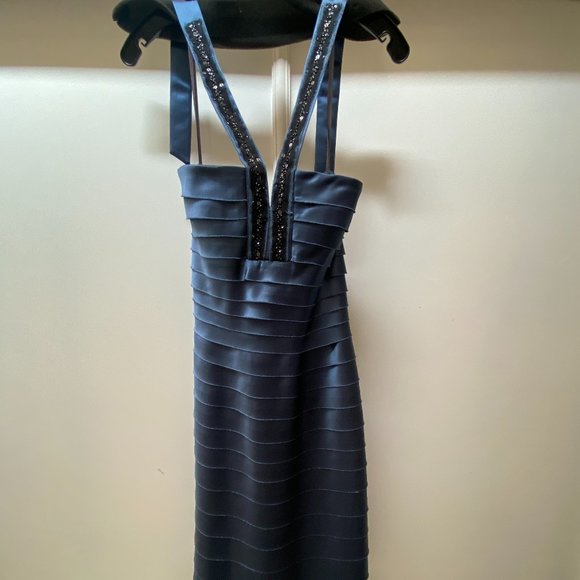 BCBG MaxAzria Tiered Satin Short Dress - Picture 3 of 6